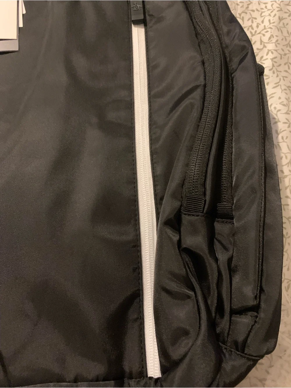 Original Penguin Black Backpack with White Zip Accent